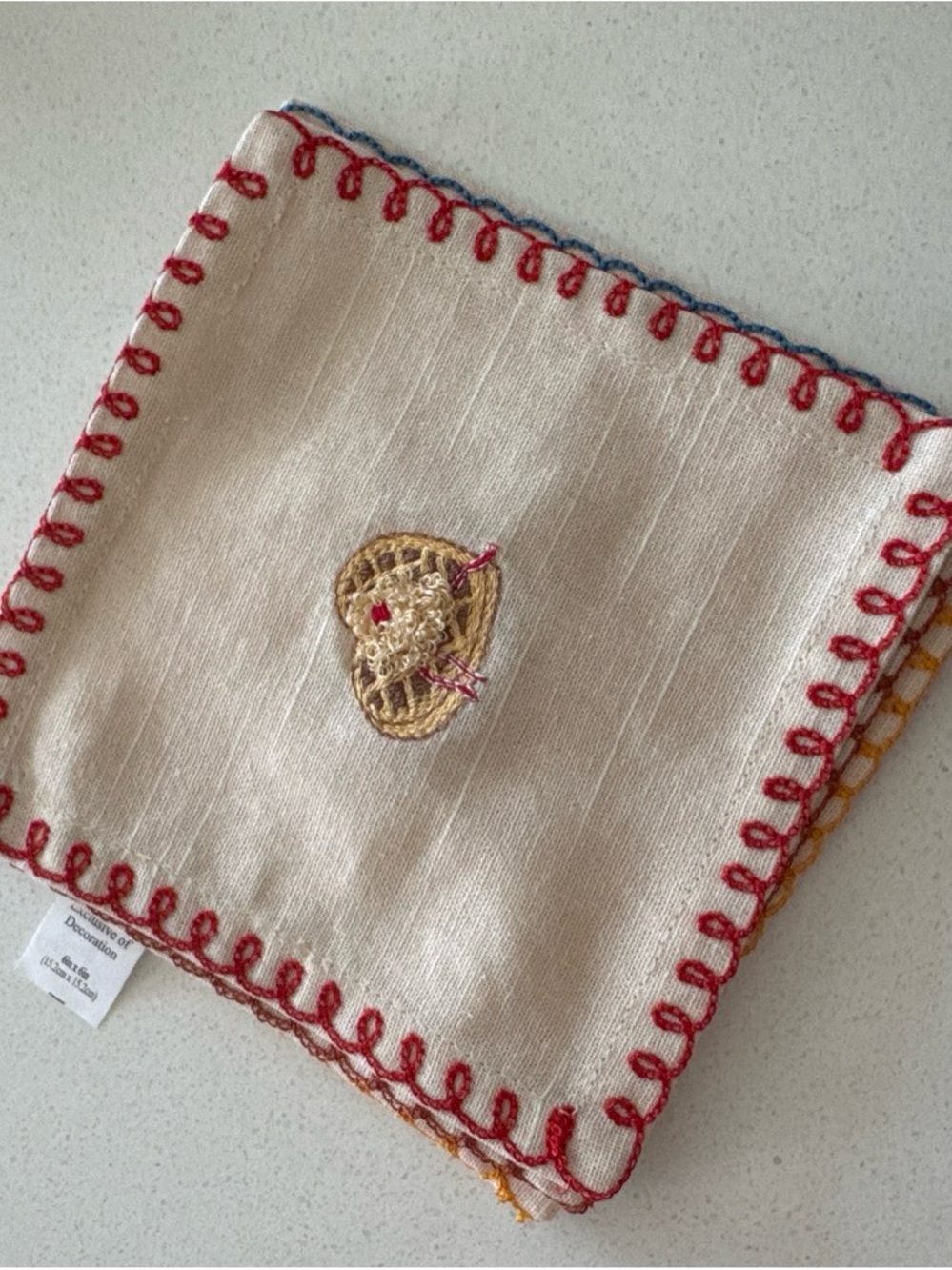 Embroidered Cream Cotton Drink 🍷 coasters   Brand new world market